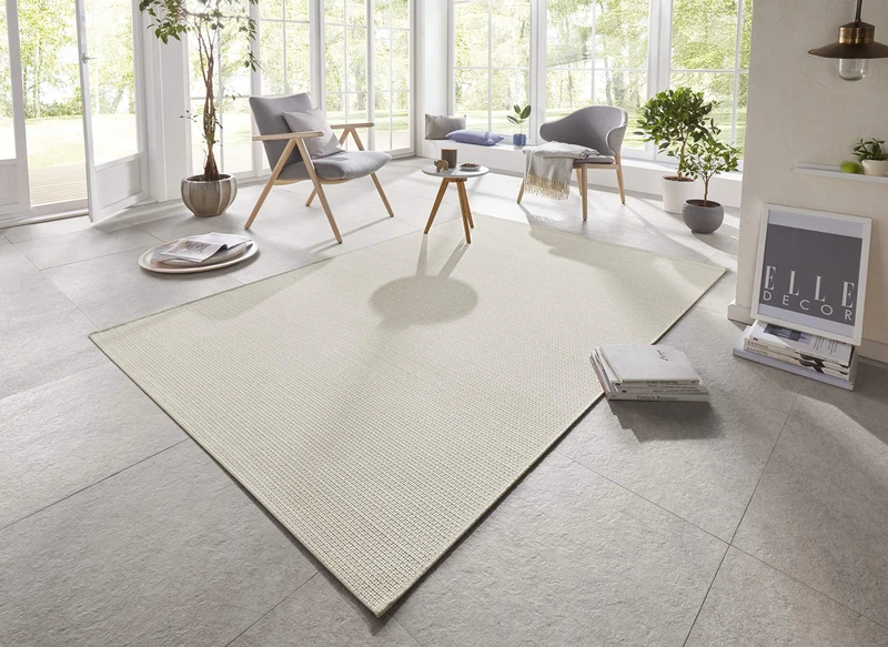 Elle Decor Millau Flat Weave Indoor and Outdoor Rug, Cream Beige, 160x230 cm
