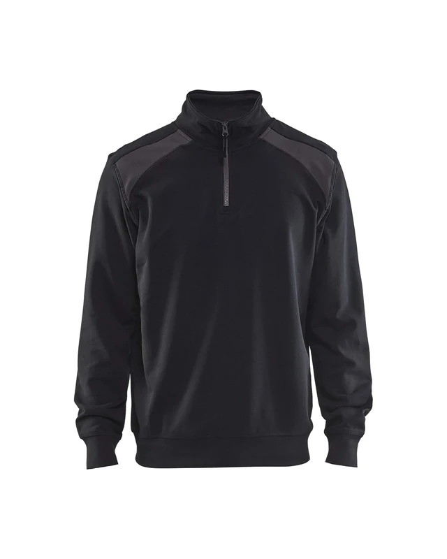 BLÅKLÄDER Sweater Two-Tone Half-Zip Men 4XL Black/Dark Grey