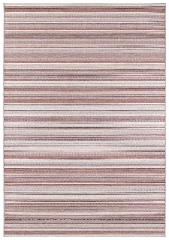 ELLE Decoration Calais Indoor and Outdoor Rug 140 x 200 cm - Short Pile Weatherproof Waterproof Modern Striped Design for Patio Balcony Living Room Bedroom Dining Room Kitchen Hallway in Pink