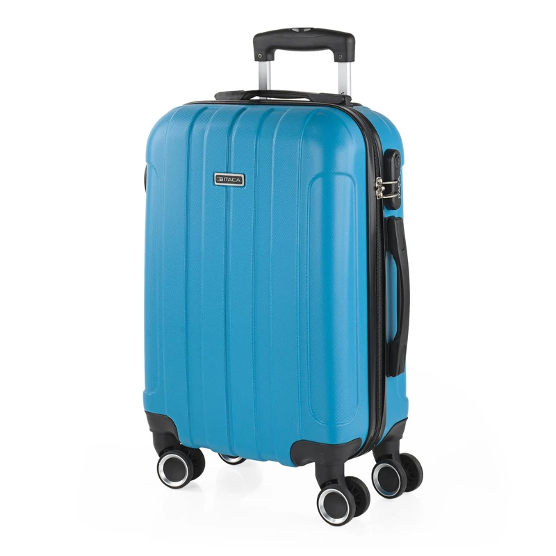 ITACA - Set of Two Rigid Travel Cases 4 Wheels Trolley 55/65 cm ABS. Resistant and Light. Padlock Handles. Small Cab Low Cost Ryanair and Medium. Student., Turquoise