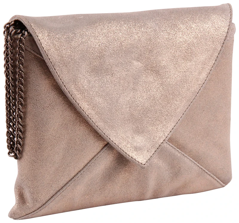 Clairefontaine 'Plume' Iridescent Suede Leather Envelopes Shoulder Bag - Copper