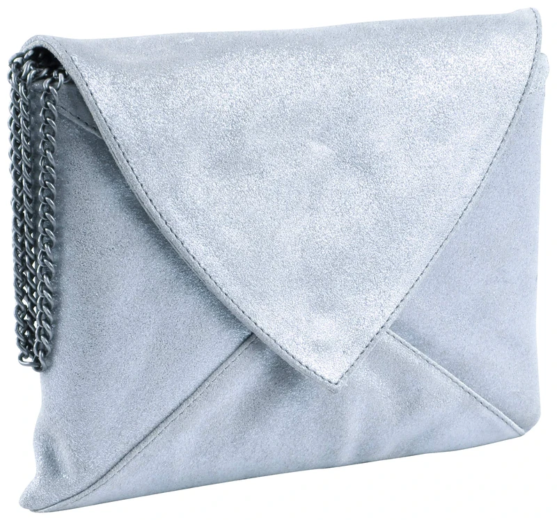 Clairefontaine 'Plume' Iridescent Suede Leather Envelopes Shoulder Bag - Sky Blue