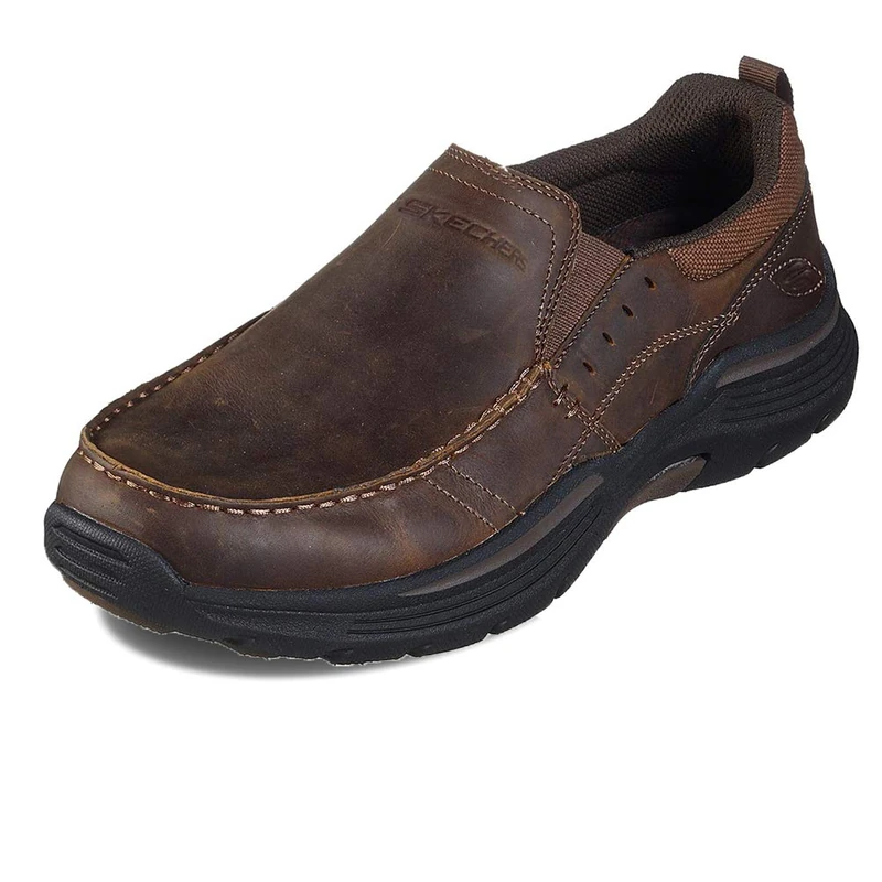 Skechers Men's Expended - Seveno Moccasins, Dark Brown Leather, 9 UK