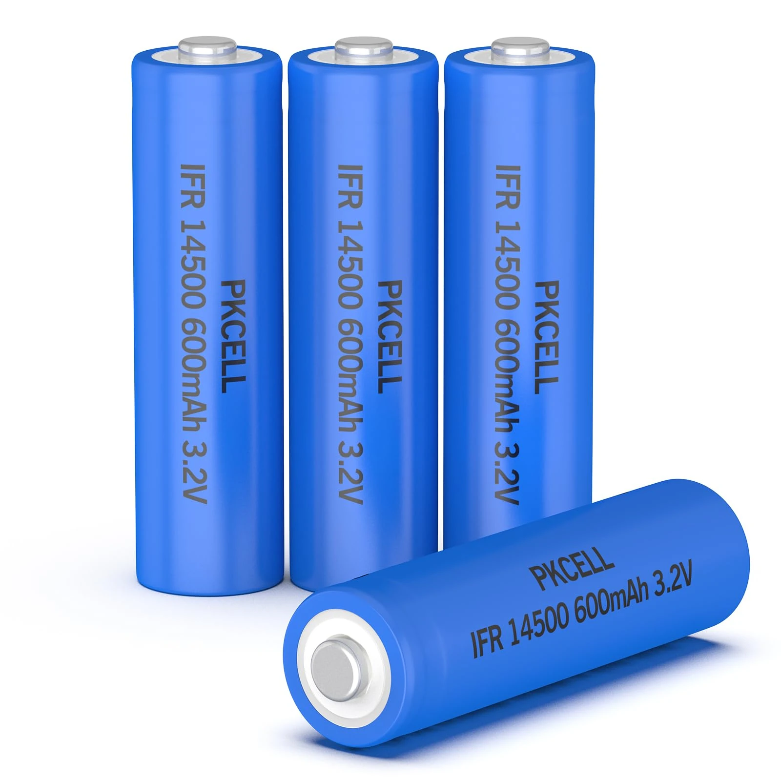 Rechargeable Battery AA, Solar Light Battery, 3.2V 600mAh Flat Top Batteries,IFR14500, for Torch,Garden Light,4 Packs,PKCELL