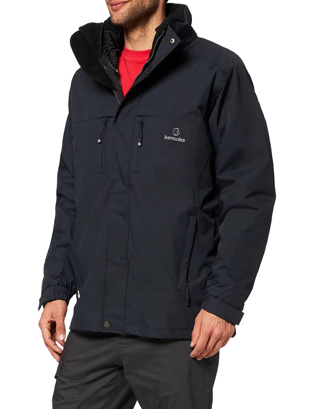 Bermudes Men's Parka Hiker 3 En 1 Raincoat, Blue (Navy 204), Medium