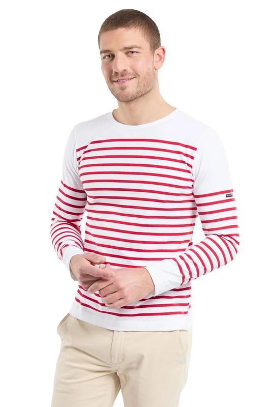 Armor Lux Men's 76832 Long Sleeve Top Not Applicable, Multicolour (Blanc/Braise 320), XXX-Large