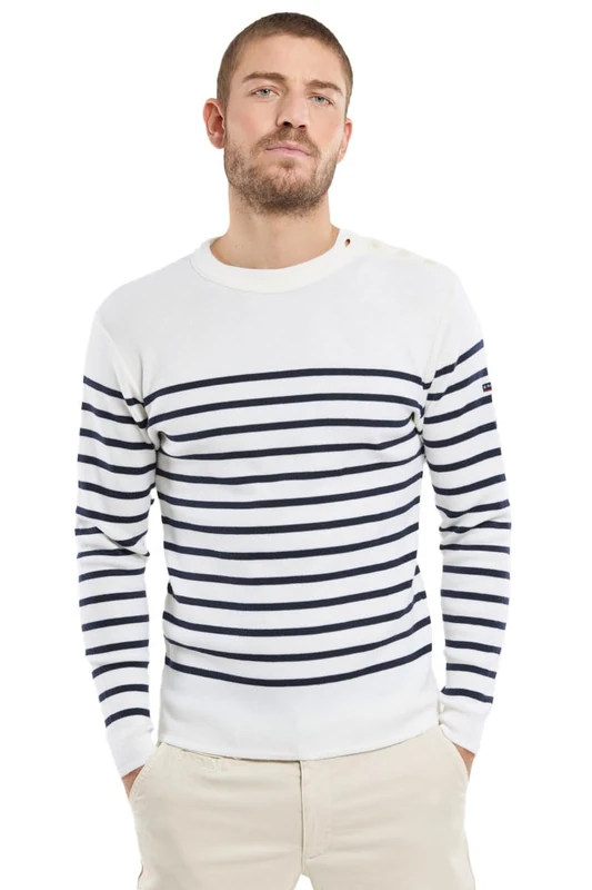 Armor Lux Men's 75953 Jumper Not Applicable, Multicolour (Milk/Navire 6rl), X-Small