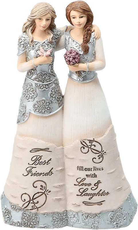 Pavilion Gift Company Best Friends Fill Our Lives with Love & Laughter, Resin, Beige, 6 inch