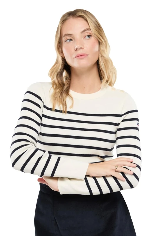 Armor Lux Women's 77280 Jumper, Multicolour (Milk/Rich Navy 4fq), X-Small (Size: 1)