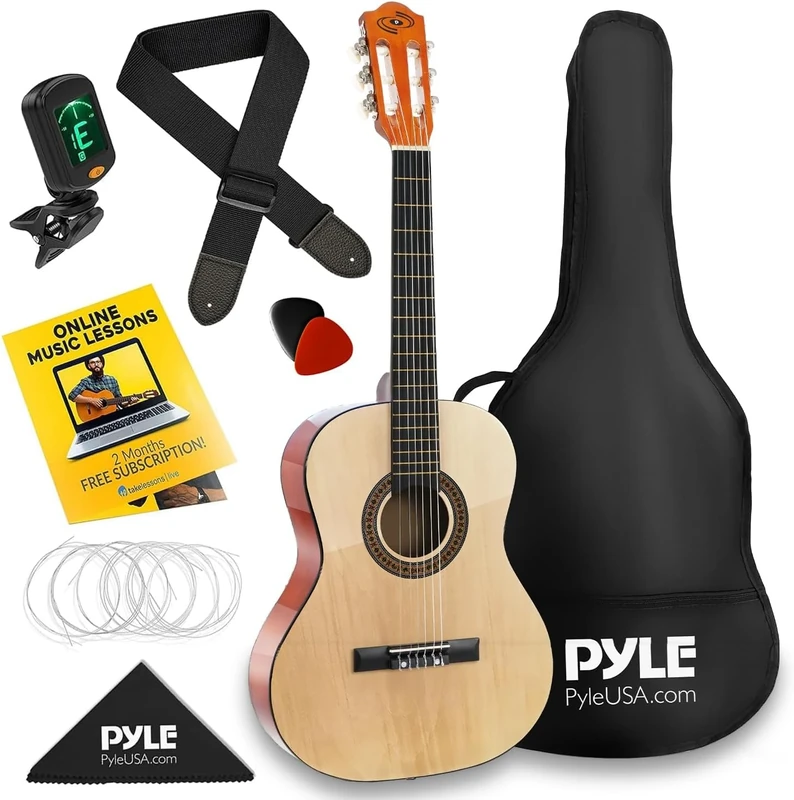 Pyle Acoustic Guitar for Kids– 1/4 Size 76 cm Classical Acoustic Kids Guitar for Beginners, Right-Handed Spanish Style with Accessories, Includes 2-Month Free Online Courses, Natural