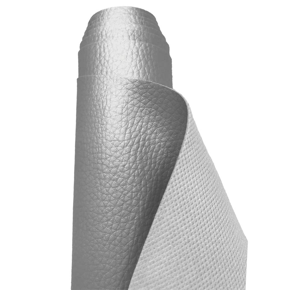 A-Express Grained Faux Leather Fabric Waterproof Heavy Duty Leatherette Vinyl Leathercloth Upholstery Textured Material - Shiny Silver Half Metre 50cm x 140cm