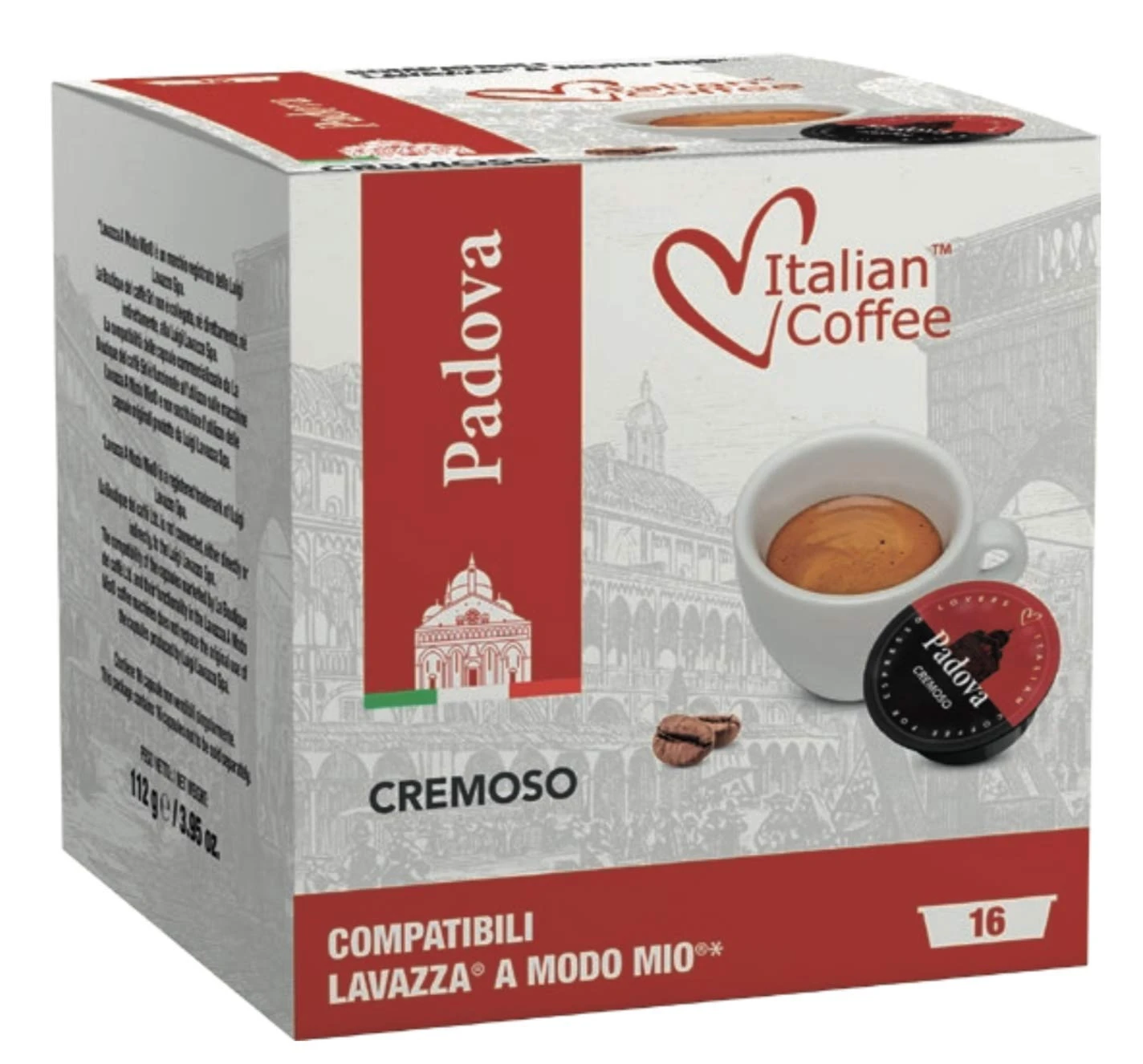 Italian Coffee capsules compatible with Lavazza A Modo Mio machines, Espresso pods ("Padova" Creamy Blend, 128 Pods)