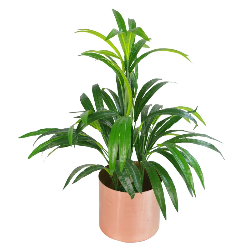 Leaf 65cm Artificial Bamboo Shrub Plant with Brushed Copper Planter - Image 1