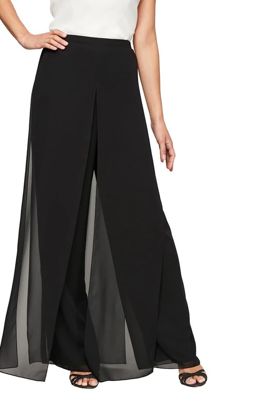 Alex Evenings Women's Wide Leg Dress Pant (Regular and Petite), Black Chiffon Carwash, XL - Image 1