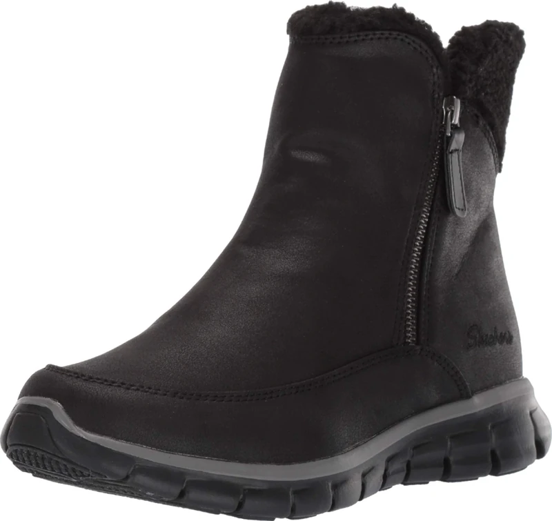 Skechers Women's Synergy Ankle boots, Black Black Micro Leather Faux Sherpa Bbk, 7 UK