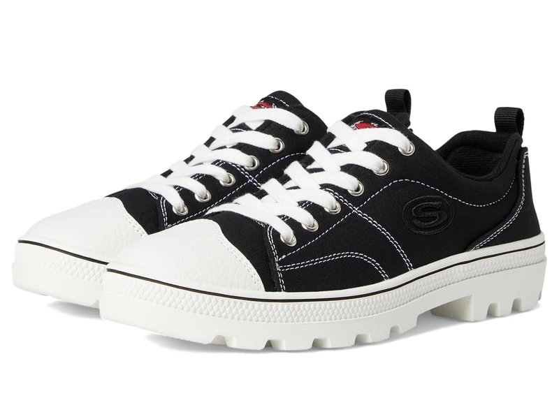 Skechers ROADIES TRUE ROOTS, Women's Low-Top Trainers, Black (Black Canvas/White Leather Trim Blk), 5 UK (38 EU)