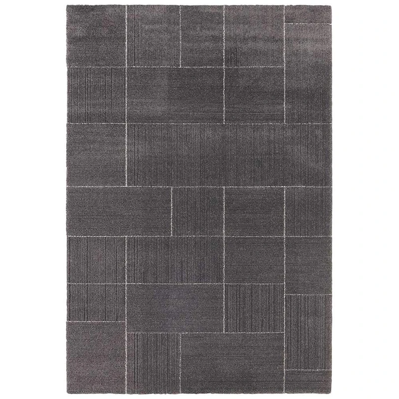 Elle Decor Castres Short Pile Rug Dark Grey Cream 160 x 230 cm - Image 1