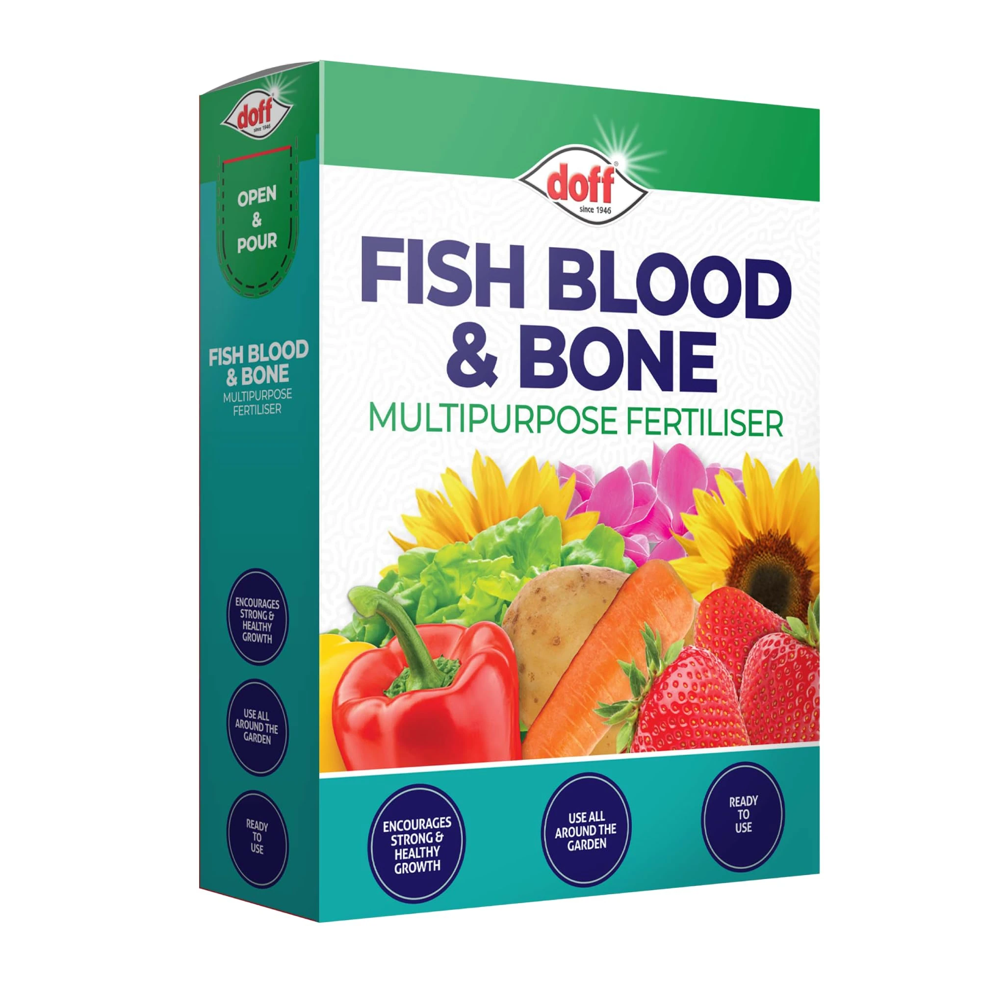 Doff Fish Blood And Bone Multipurpose Fertiliser– 2Kg Fast-Acting Plant Food for Healthy Growth of Flowers, Fruit, Vegetables & Shrubs – Nutrient Enriched – Encourages Root Development – Ready to Use