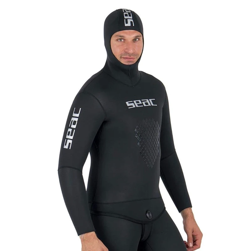 Seac Protection, 8.2 mm neoprene hooded jacket with soft, smooth open-cell interior