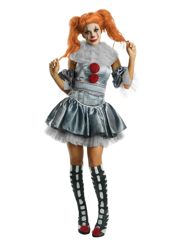 Rubies Official Pennywise IT Clown Ladies Costume, Deluxe Adult Pennywise Film, Ladies Size Medium
