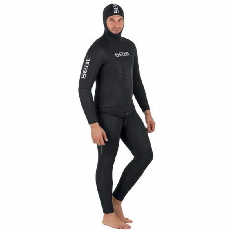 SEAC Protection, Farmer John Pants 8.2 mm Neoprene for Spearfishing, Lined Exterior and Open Cell Interior Black