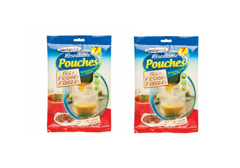 Sealapack 14 x Resealable Food Soup Bag Pouches Fridge Freeze 1L Storage Fruit