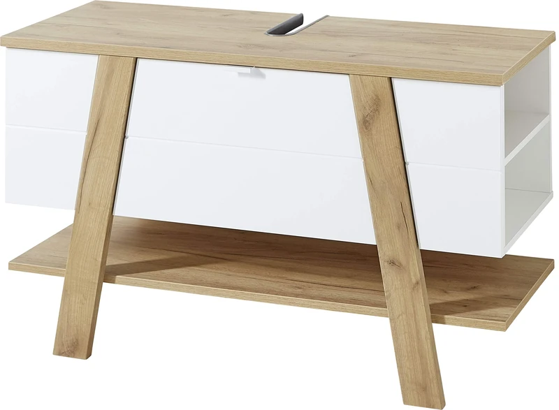 GERMANIA DIE MÖBELMACHER Washbasin Cabinet, White/Navarra Oak, 111 x 67 x 46 cm