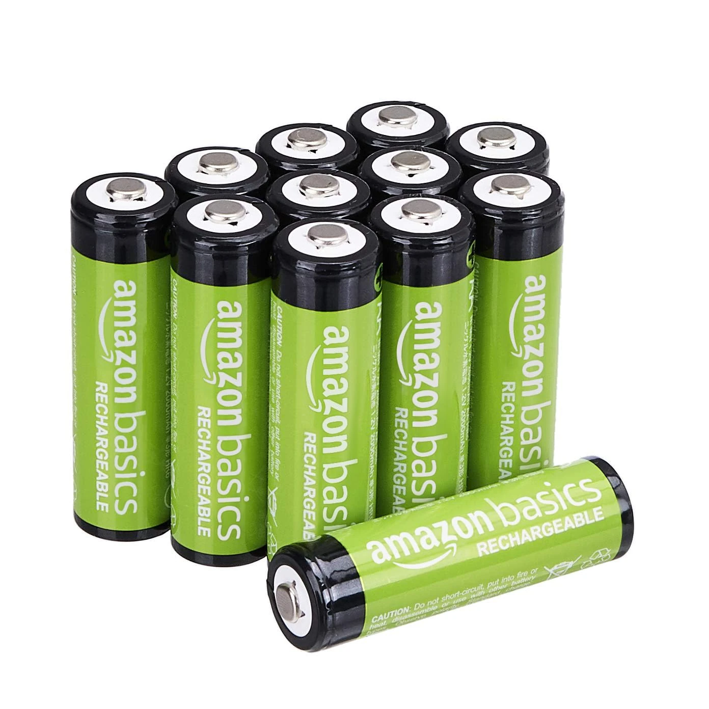 Amazon Basics 12-Pack Rechargeable AA NiMH Performance Batteries, 2000 mAh, 1.2V, Recharge up to 1000x Times, Pre-Charged