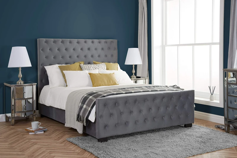 Birlea, Marquis Fabric Bed, Grey Velvet, 135cm