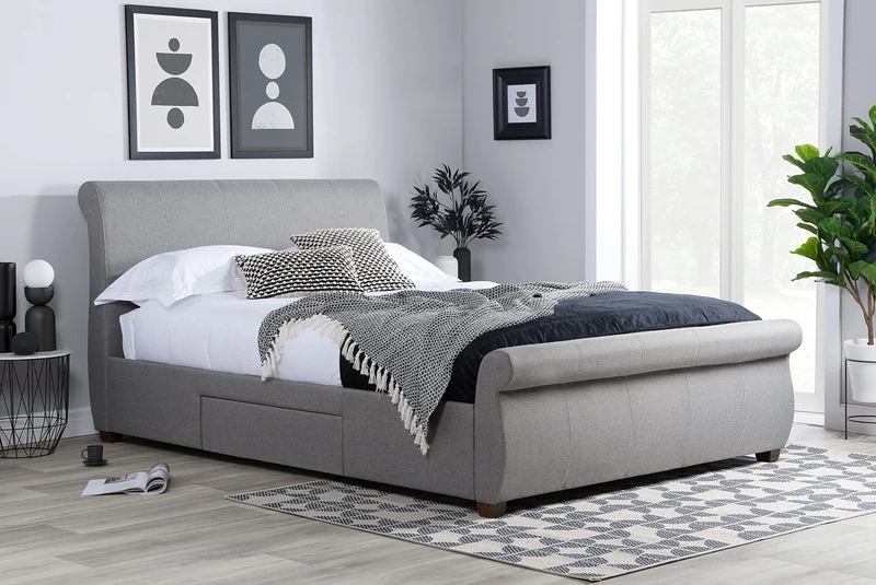 Birlea, Lancaster Fabric Bed, Grey, 135cm
