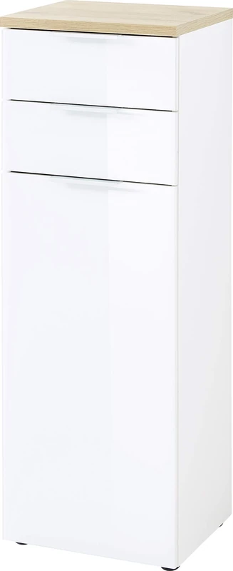 GERMANIA DIE MÖBELMACHER Cupboard, Metal, White/Navarra Oak, 39 x 112 x 34 cm - Image 1