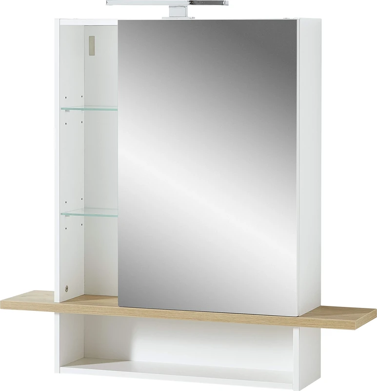 GERMANIA DIE MÖBELMACHER Mirror Cabinet, White/Navarra Oak, 90 x 91 x 25 cm