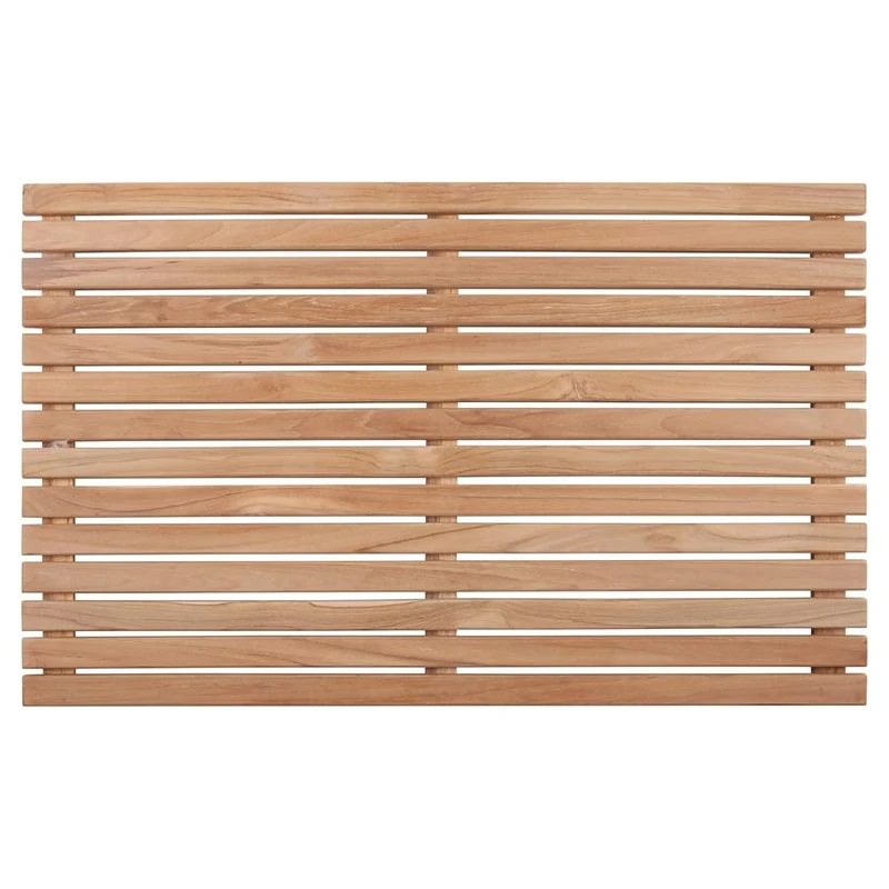 Nordic Style Premium Teak Shower and Bath Mat for Indoor and Outdoor Use - Non-Slip Wooden Platform for Spa, Sauna, Pool, Hot Tub - Flooring Decor and Protector (31.4" x 19.6", Natural Finish)