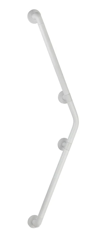 WENKO Secura Bathroom Safety Handle 67 x 67 cm White - Bathroom Safety Handle for Bath or Toilet with 135° Angle, Aluminium, 124 x 25 x 8.2 cm, White