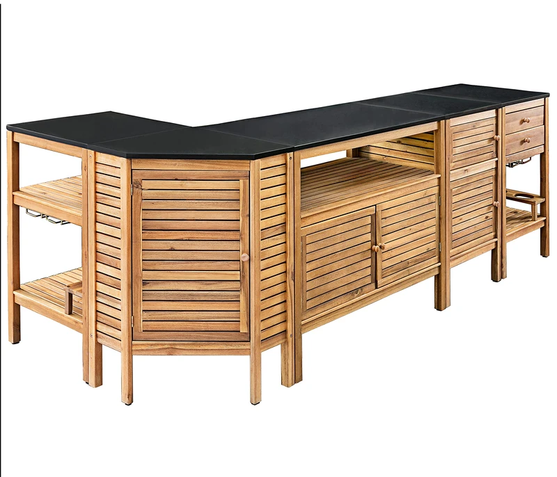 Dehner Southhampton Cupboard, Approx. 90 x 50 x 50 cm, FSC Acacia Wood/Granite, Natural - Image 1