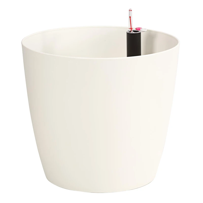 Dehner Mila with Self-Watering System, Diameter 35 cm, Height 30 cm, Plastic, White Plant Pot