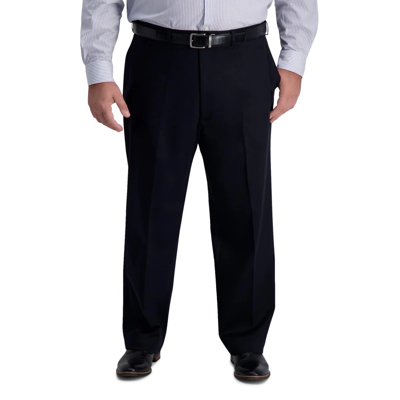 Haggar Men's Iron Free Khaki Classic Fit Flat Expandable Casual Pant, Black, 48W x 30L