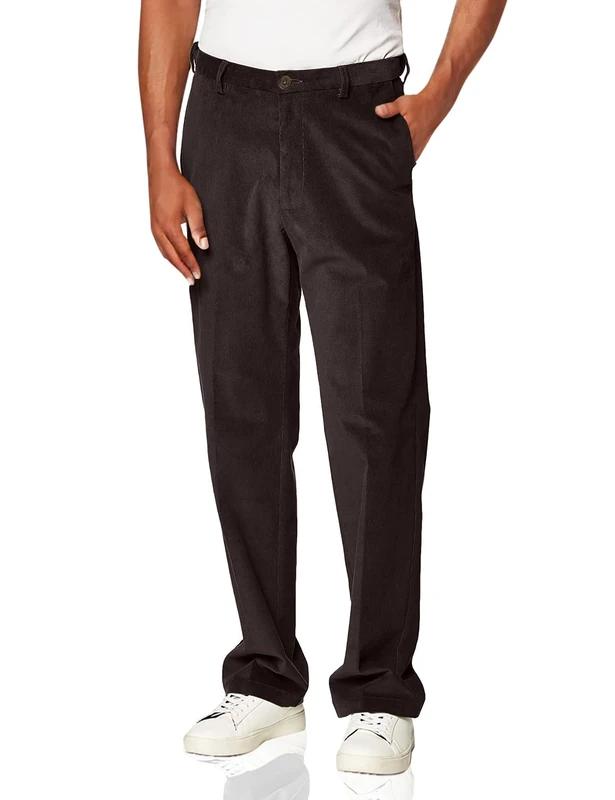 Haggar Men's Classic Fit Stretch Corduroy Pant, Espresso, 38W x 29L