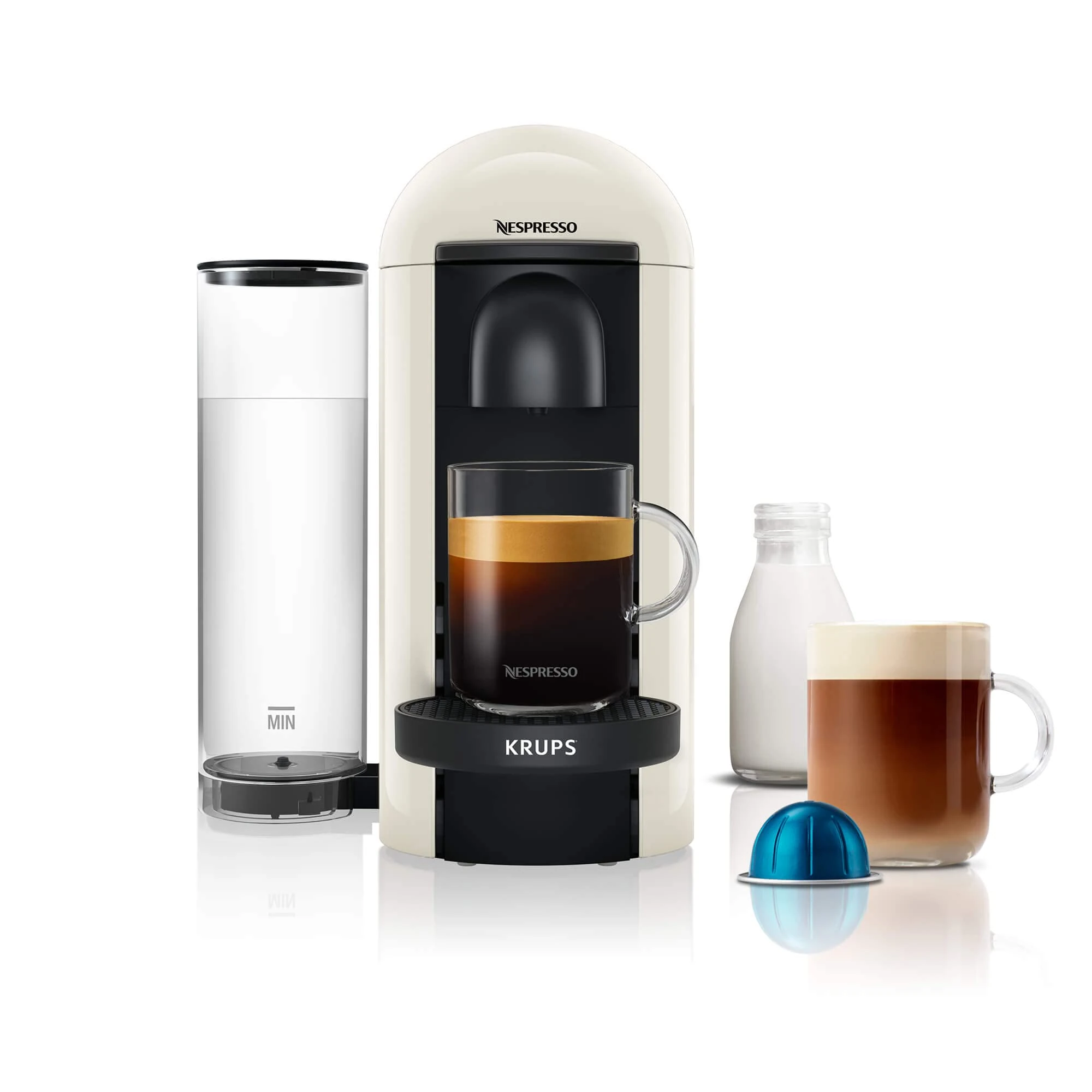 Nespresso Vertuo Plus Automatic Pod coffee machine for Americano, Decaf, Espresso by Krups in White [Amazon Exclusive]
