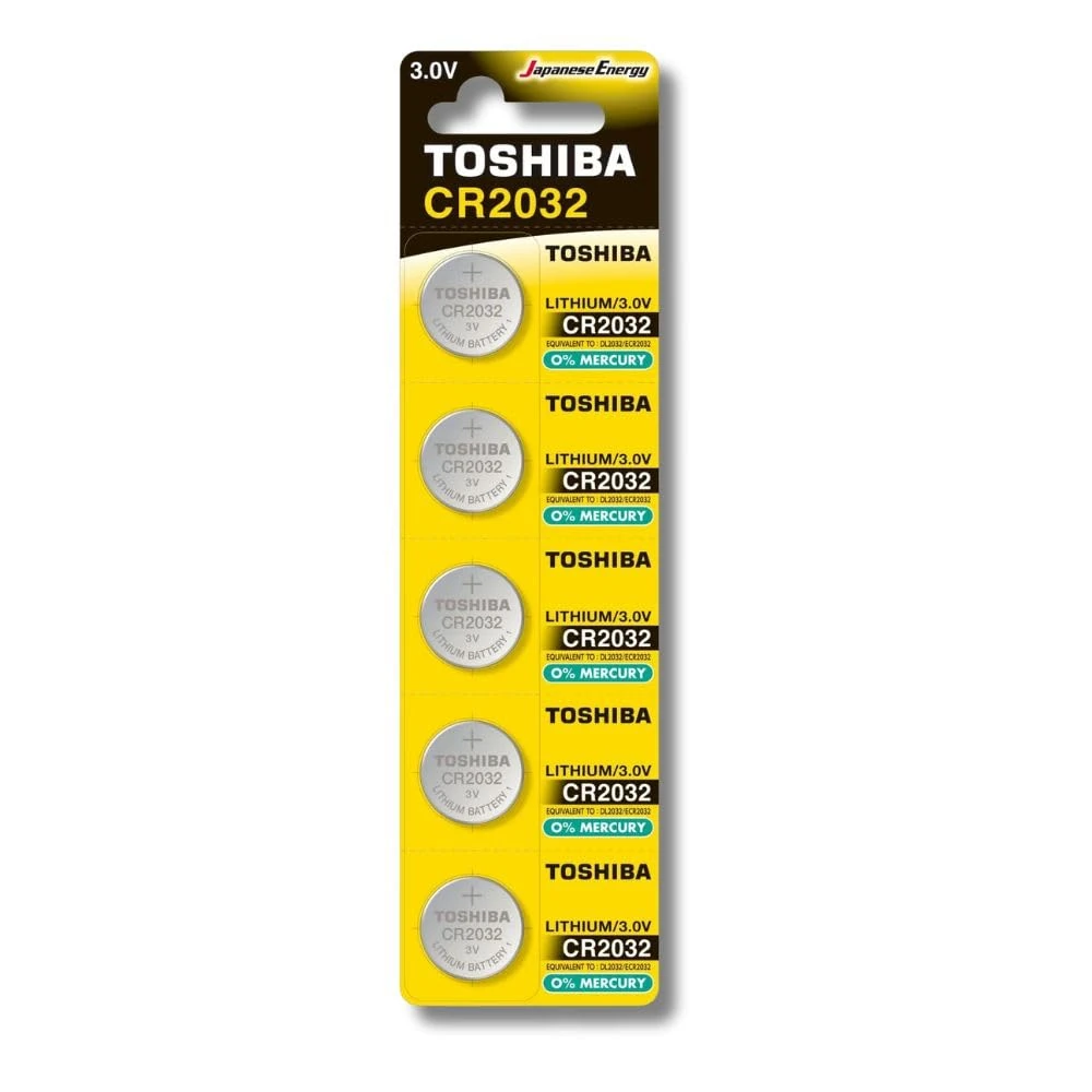 Toshiba Cr2032 3V Lithium Coin Cell Battery, Pack Of 5