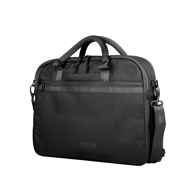 KENNETH COLE REACTION Unisex-Adult Faux Leather 16" Laptop Briefcase, Black, One Size