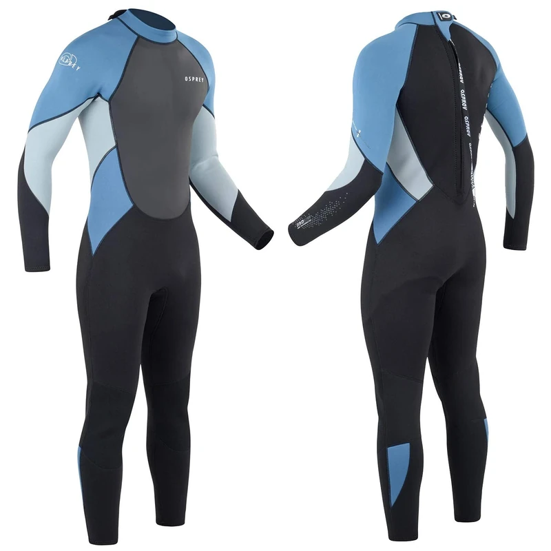 Osprey Mens Full Length 3mm Summer Wetsuit, Adult Neoprene Surfing Diving Wetsuit, Zero, Blue