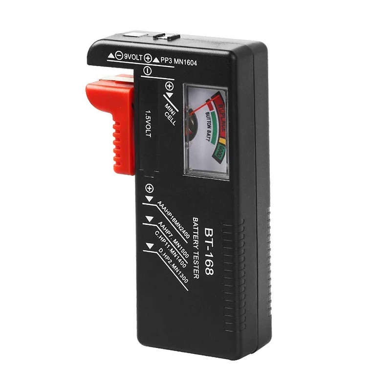 WUJUN Battery Tester Checker Multi Size Analogue Battery Checker for AA AAA C D 9V 1.5V Button Cell Batteries (Requires No Battery for Operation)