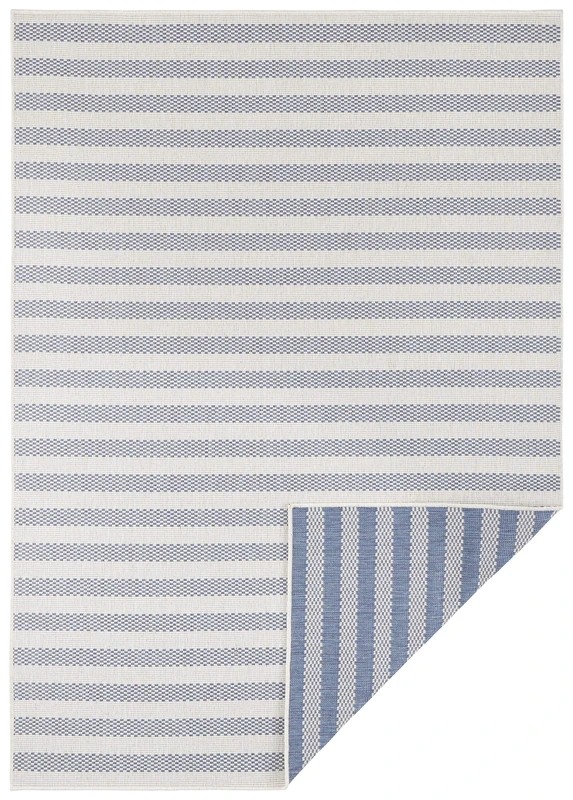 Freundin Home Collection Delilia In- & Outdoor Reversible Rug, Polypropylene, Blue Cream, 80 x 250 cm - Image 1