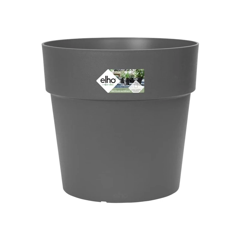 elho Vibia Straight Round 47 - Flower Pot for Outdoor - 100% Recycled Plastic - Ø 47.0 x H 44.4 cm - Black/Anthracite