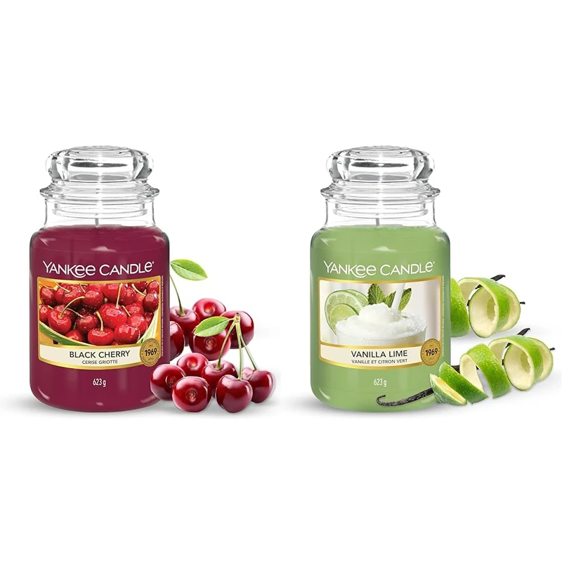Yankee Candle Large Jar Candle, Black Cherry with Vanilla Lime