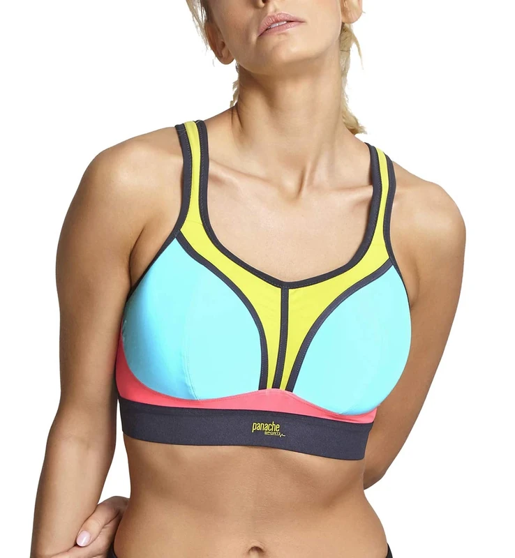 Panache Women's Non-Wired Sports Bra, Aqua Multi, 28DD