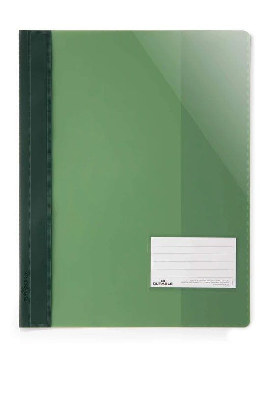 Durable 269005 Clear View File for Din A4, Extra Wide, Green, Pack of 25