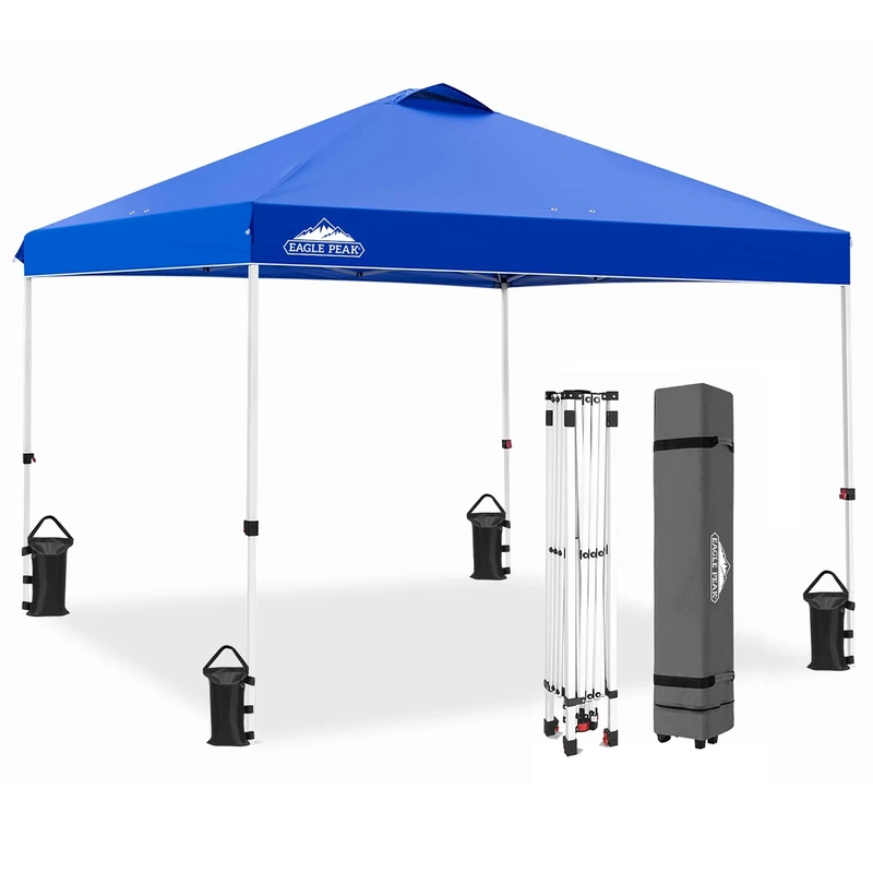 EAGLE PEAK 3m x 3m Pop Up Canopy Tent Instant Outdoor Canopy Straight Leg Shelter (Blue)