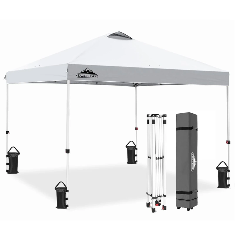 EAGLE PEAK 3m x 3m Pop Up Gazebo Tent Instant Outdoor Canopy Straight Leg Shelter (White)